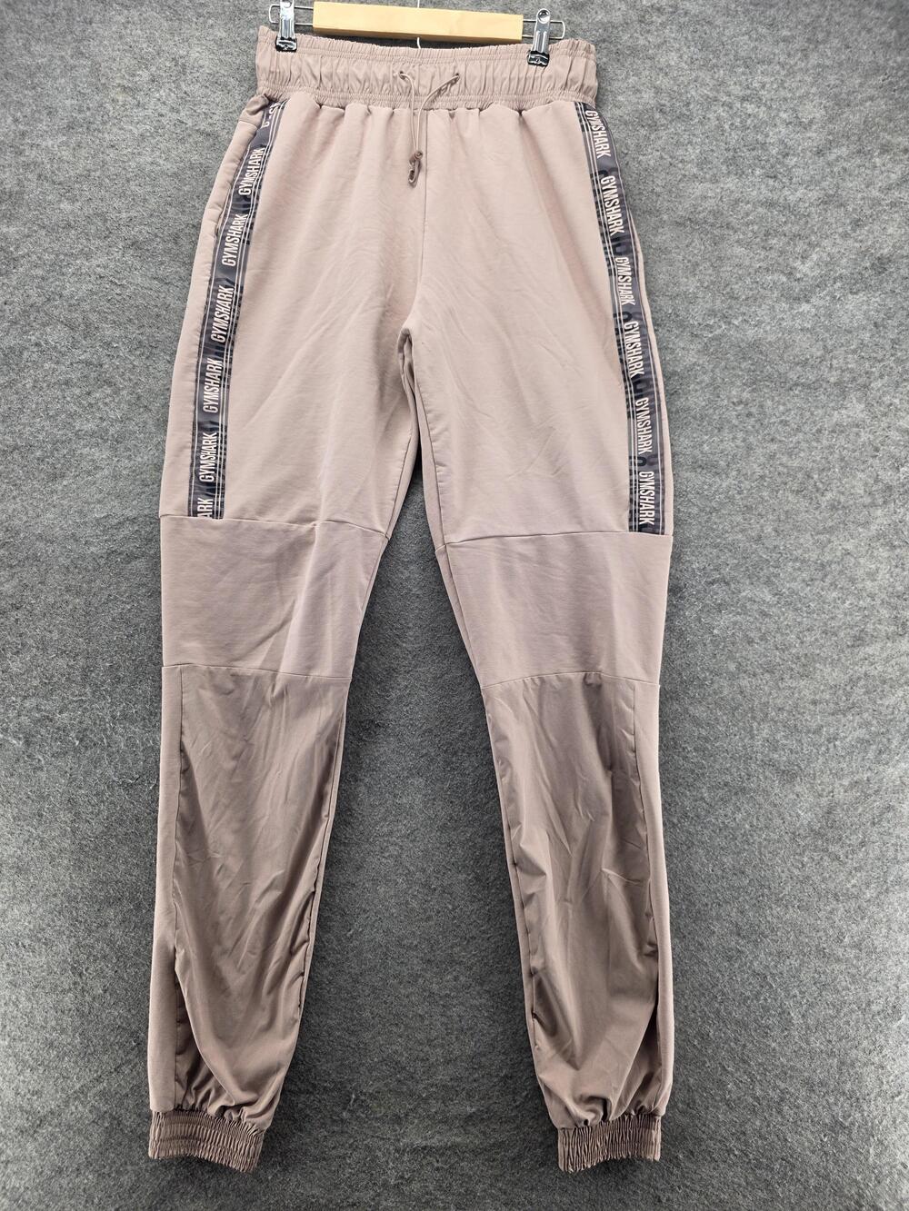 Gymshark Jogger Pants Womens M Beige Drawstring Elastic Waist Slim Athletic